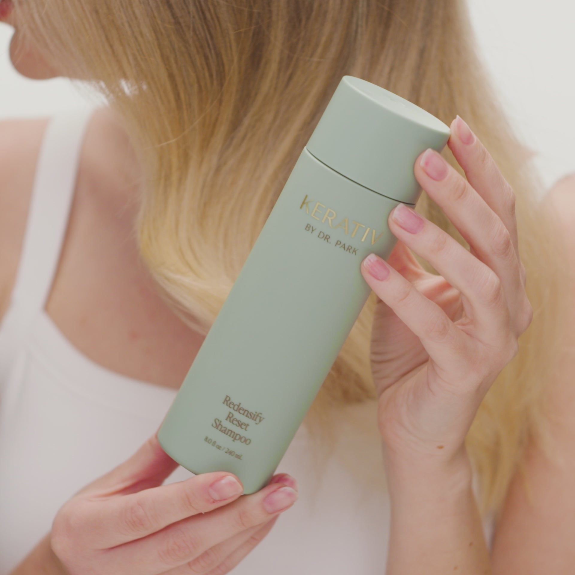 Video of three people using and lathering Kerativ Redensify Reset Shampoo